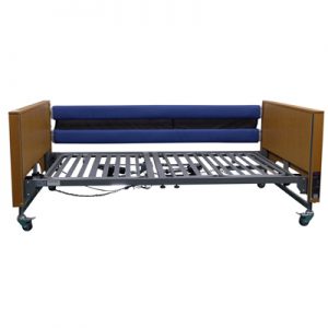 profiling bed with side rail bumper for added protection