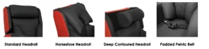 Headrest and support options available for the Recliners Tempo Porter Chair