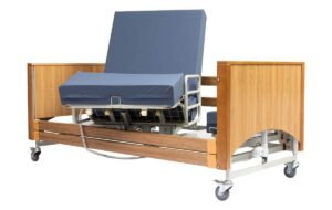 Alerta Lomond Rotating Bed - oak bed on wheels with the bed rotating out into the room in the sitting position