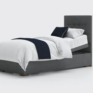 Single Opera Motion Divan Adjustable Bed in Anthracite upholstery. Head end slightly elevated