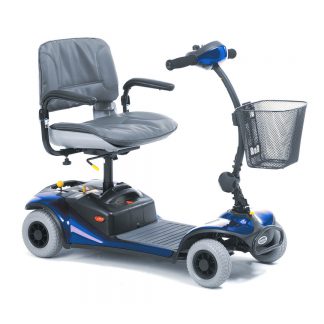 Shoprider Cameo Compact Scooter - fully assembled with basket on the front