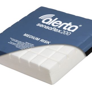 Alerta Sensaflex 200 Cushion - blue pu waterproof cover with a segment stripped back in the bottom corner to reveal the castellated foam within
