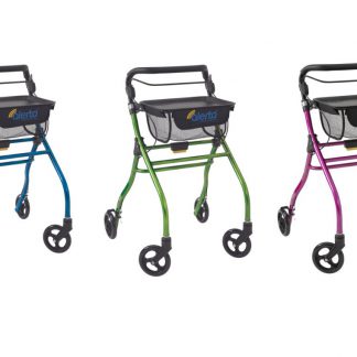 Alerta Lightweight Indoor Rollator in the 3 available colours; blue green and red