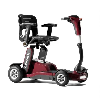 Motion Connex Folding Scooter in red, fully unfolded, ready to use