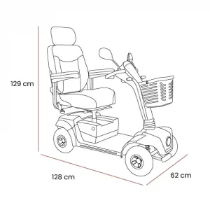 diagram showing the dimensions of the emove scooter when it is assembled