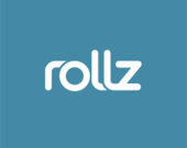 Rollz Logo - white writing on a blue background