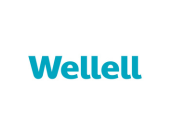 Welled Logo - blue writing on White background