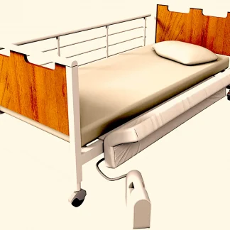 Mangar Leg Lifter attached to the side of a profiling bed with the Airflo 12 compressor