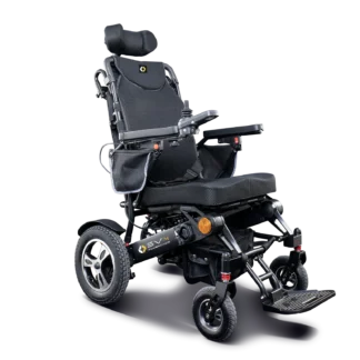 Scooterpac Savvy SV4 Powerchair unfolded, ready to use with footplate horizontal