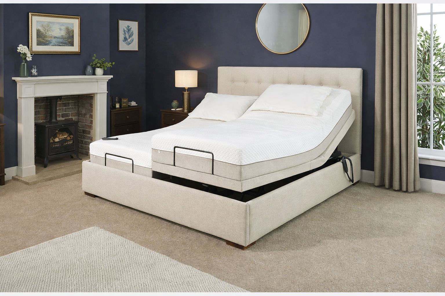 Height adjustable bed in a premium home setting