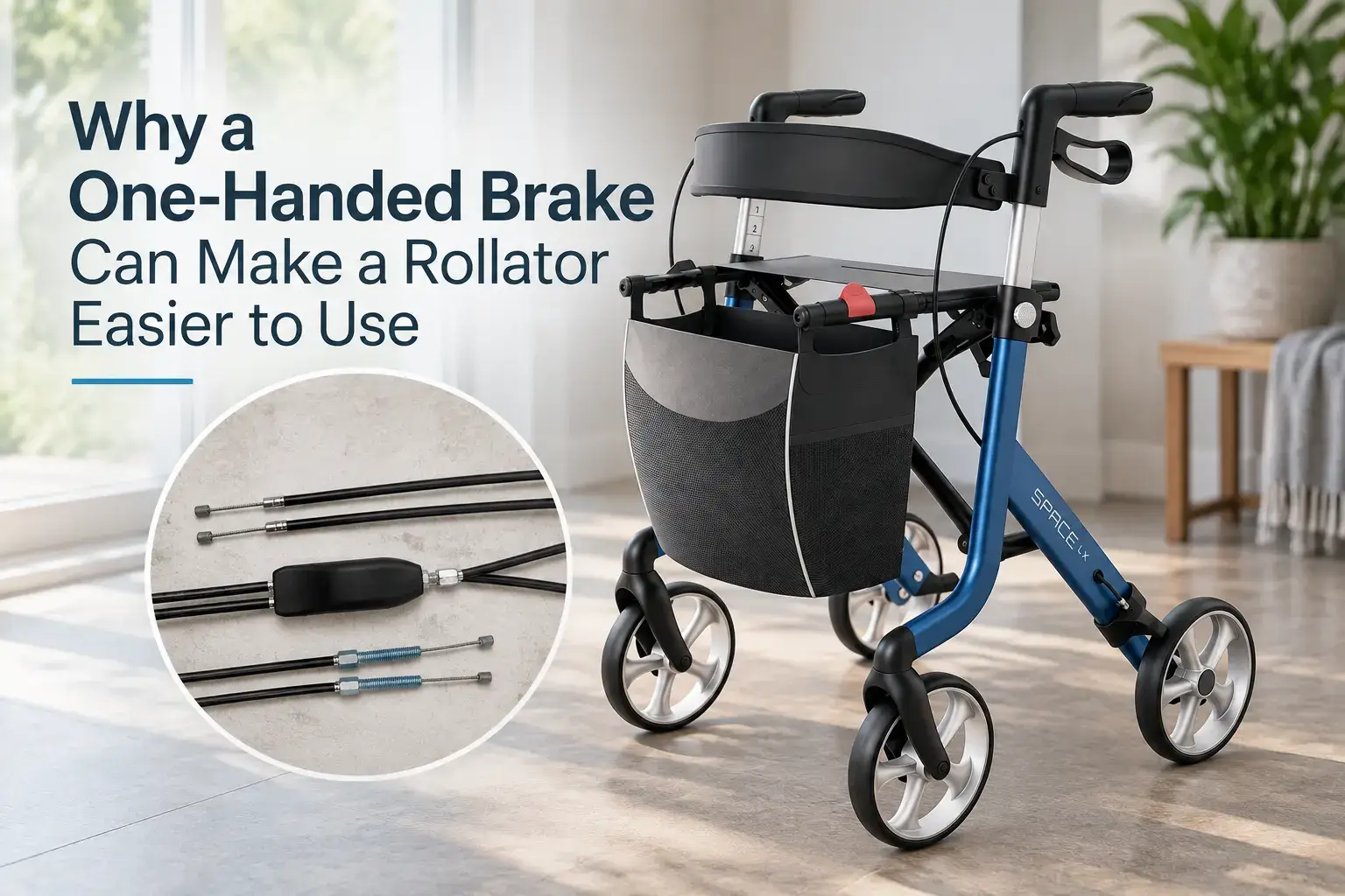 Rehasense Space LX rollator with one-handed brake system